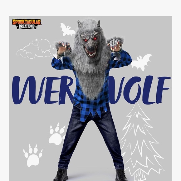 Spooktacular Creations Other - NWT kids Werewolf Costume  glowing eyes Size Medium Halloween werewolf costume